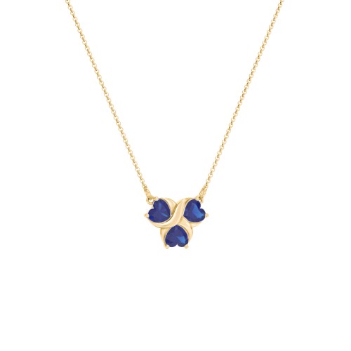 Love and Kisses 3 Gemstone Pendant – 18K Gold Plated Silver with Blue Sapphire