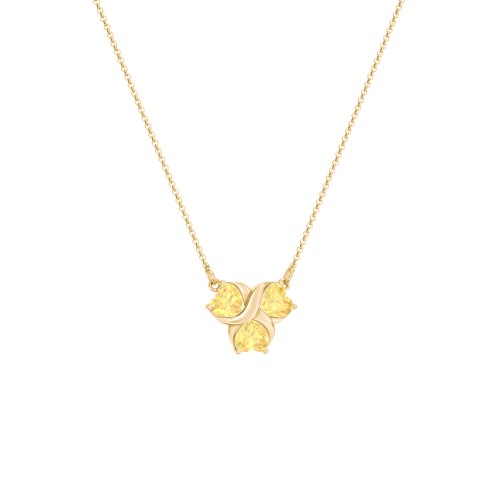 Love and Kisses 3 Gemstone Pendant – 18K Gold Plated Silver with Citrine