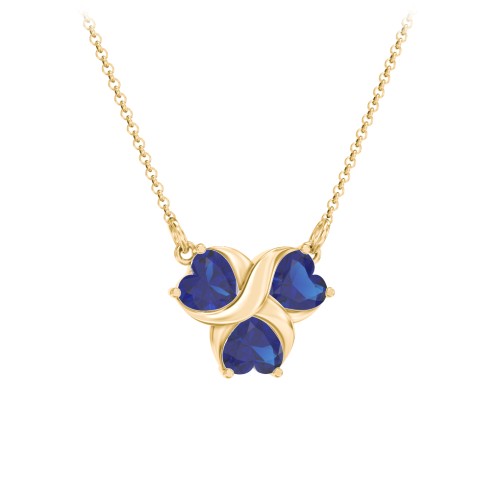 Love and Kisses 3 Gemstone Pendant – 18K Gold Plated Silver with Blue Sapphire