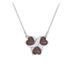 Love and Kisses 3 Gemstone Pendant in 925 Sterling Silver with Garnet