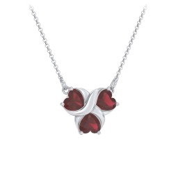 Love and Kisses 3 Gemstone Pendant in 925 Sterling Silver with Garnet