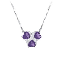 Love and Kisses 3 Gemstone Pendant in 925 Sterling Silver with Amethyst