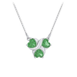Love and Kisses 3 Gemstone Pendant in 925 Sterling Silver with Emerald
