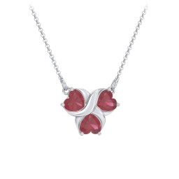 Love and Kisses 3 Gemstone Pendant in 925 Sterling Silver with Ruby