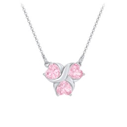 Love and Kisses 3 Gemstone Pendant in 925 Sterling Silver with Pink Tourmaline