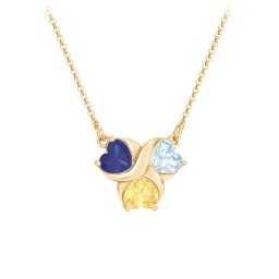 Love and Kisses 3 Gemstone Pendant in 10K Solid Yellow Gold with Blue Sapphire, Aquamarine, and Citrine