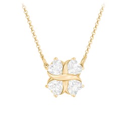 Love and Kisses 4 Gemstone Pendant in 18K Gold Plated Silver with Diamond