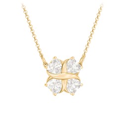 Love and Kisses 4 Gemstone Pendant in 18K Gold Plated Silver with Cubic Zirconia