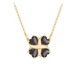 Love and Kisses 4 Gemstone Pendant in 18K Gold Plated Silver with Smokey Quartz