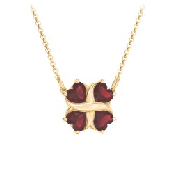 Love and Kisses 4 Gemstone Pendant in 18K Gold Plated Silver with Garnet
