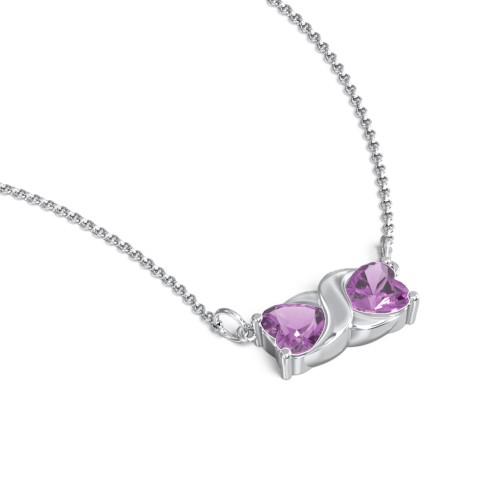 Love and Kisses Gemstone Pendant – Sterling Silver with Amethyst