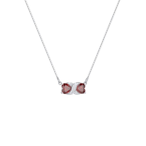 Love and Kisses Gemstone Pendant – Sterling Silver with Garnet