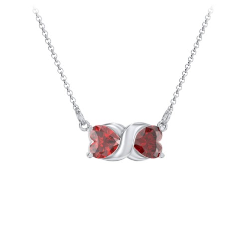 Love and Kisses Gemstone Pendant – Sterling Silver with Garnet