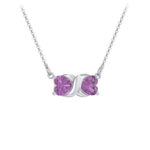 Love and Kisses Gemstone Pendant – Sterling Silver with Amethyst