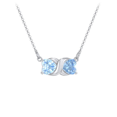 Love and Kisses Gemstone Pendant – Sterling Silver with Blue Topaz