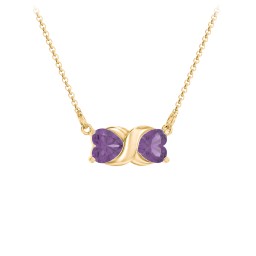 Love and Kisses Gemstone Pendant in 10K Solid Yellow Gold with Amethyst