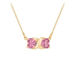 Love and Kisses Gemstone Pendant in 18K Gold Plated Silver with Pink Tourmaline