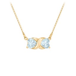Love and Kisses Gemstone Pendant in 10K Solid Yellow Gold with Aquamarine