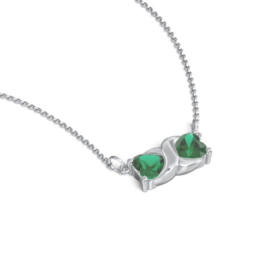 Love and Kisses Gemstone Pendant – Sterling Silver with Emerald