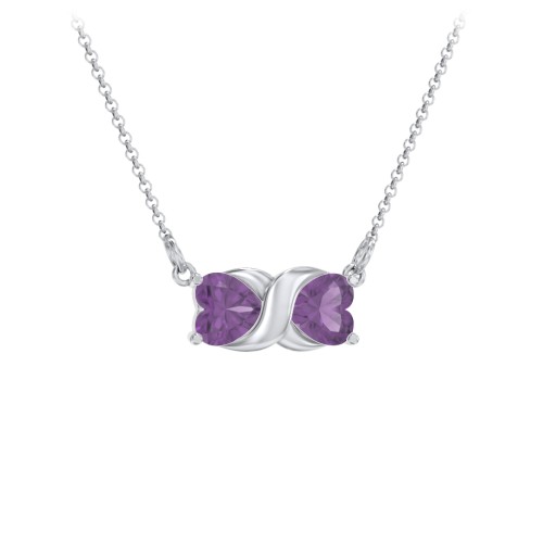 Love and Kisses Gemstone Pendant – Sterling Silver with Amethyst