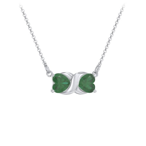 Love and Kisses Gemstone Pendant – Sterling Silver with Emerald