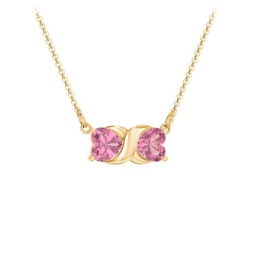 Love and Kisses Gemstone Pendant – 18K Gold Plated Silver with Pink Tourmaline
