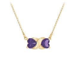 Love and Kisses Gemstone Pendant in 18K Gold Plated Silver with Amethyst