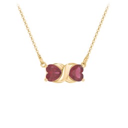 Love and Kisses Gemstone Pendant in 18K Gold Plated Silver with Ruby