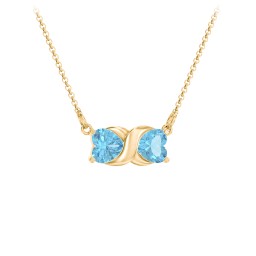 Love and Kisses Gemstone Pendant in 18K Gold Plated Silver with Blue Topaz
