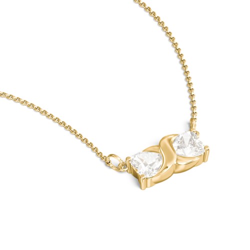Love and Kisses Gemstone Pendant – 18K Gold Plated Silver with Cubic Zirconia