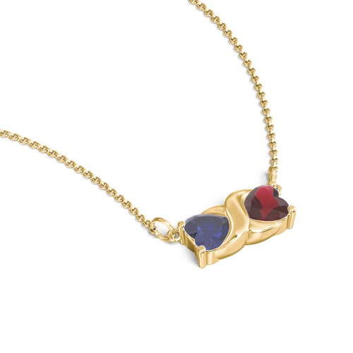 Love and Kisses Gemstone Pendant – 18K Gold Plated Silver with Blue Sapphire and Garnet