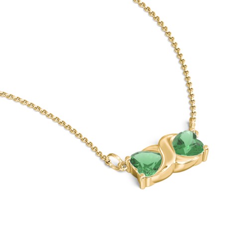 Love and Kisses Gemstone Pendant – 18K Gold Plated Silver with Emerald