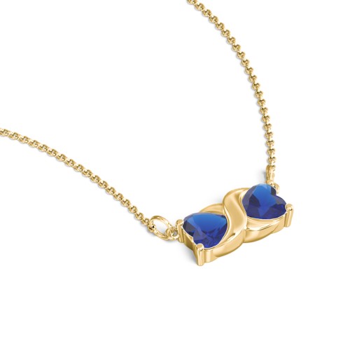 Love and Kisses Gemstone Pendant – 18K Gold Plated Silver with Blue Sapphire