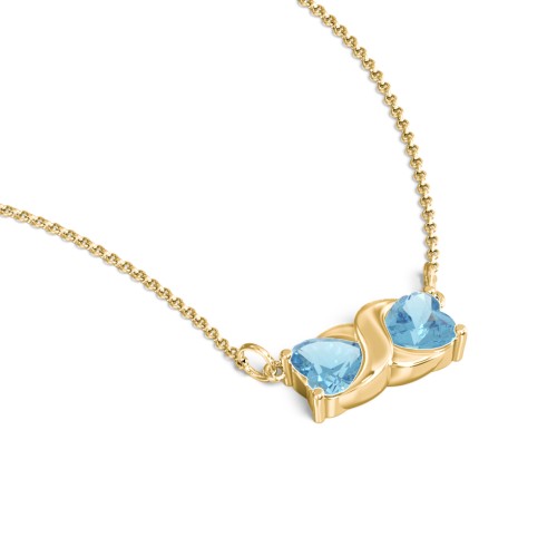 Love and Kisses Gemstone Pendant – 18K Gold Plated Silver with Blue Topaz