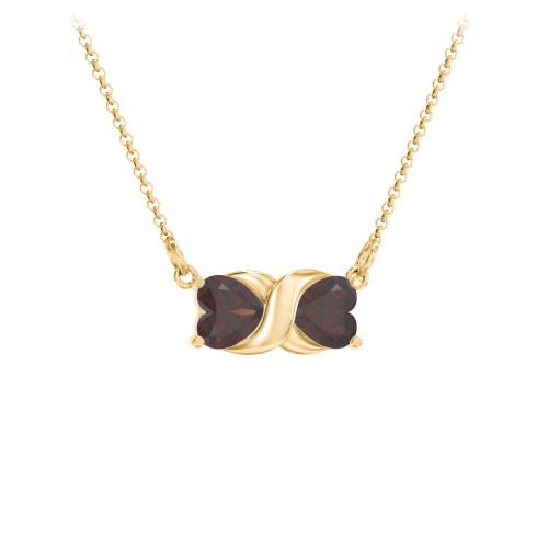 Love and Kisses Gemstone Pendant – 18K Gold Plated Silver with Garnet