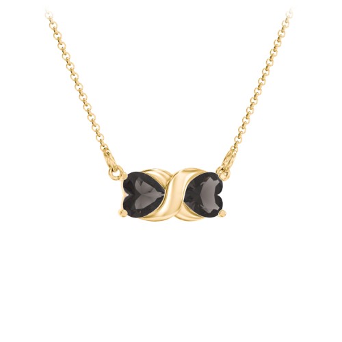 Love and Kisses Gemstone Pendant – 18K Gold Plated Silver with Smokey Quartz