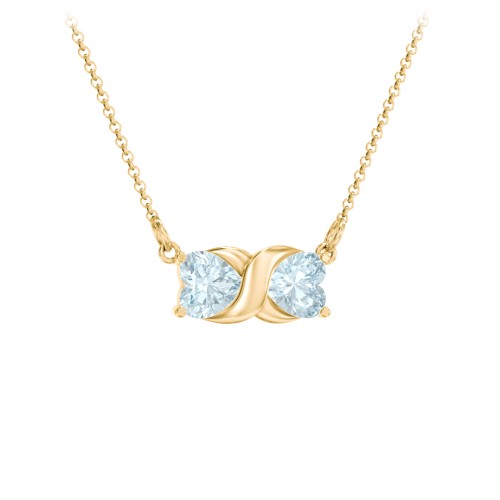 Love and Kisses Gemstone Pendant – 18K Gold Plated Silver with Aquamarine