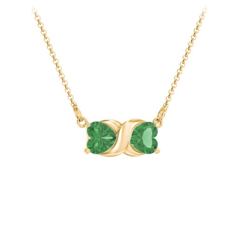 Love and Kisses Gemstone Pendant – 18K Gold Plated Silver with Emerald
