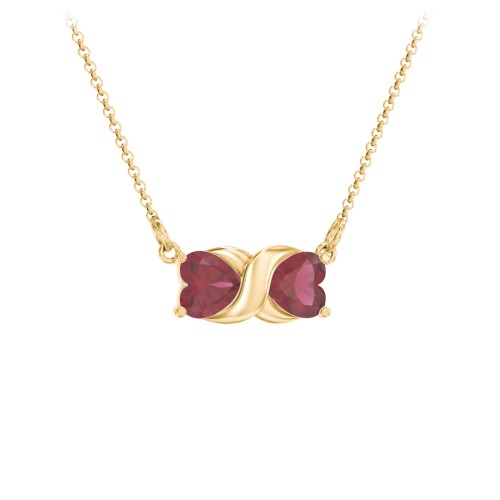Love and Kisses Gemstone Pendant – 18K Gold Plated Silver with Ruby