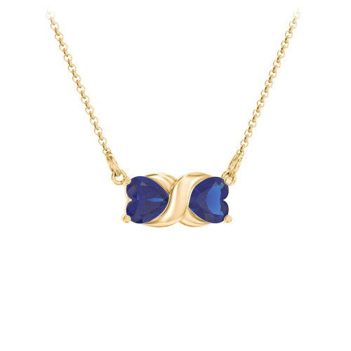 Love and Kisses Gemstone Pendant – 18K Gold Plated Silver with Blue Sapphire
