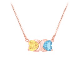 Love and Kisses Gemstone Pendant in 10K Solid Rose Gold with Citrine and Blue Topaz