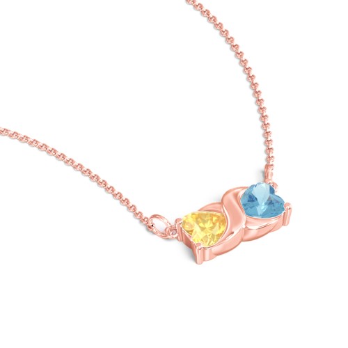 Love and Kisses Gemstone Pendant – 10K Rose Gold with Citrine and Blue Topaz