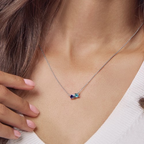 Love and Kisses Gemstone Pendant – 10K Rose Gold with Citrine and Blue Topaz