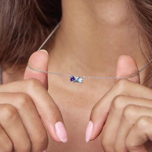 Love and Kisses Gemstone Pendant – 10K Rose Gold with Citrine and Blue Topaz