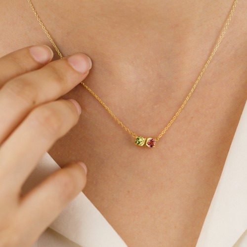 Love and Kisses Gemstone Pendant – 10K Rose Gold with Citrine and Blue Topaz