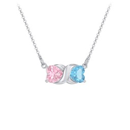 Love and Kisses Gemstone Pendant in 925 Sterling Silver with Pink Tourmaline and Blue Topaz