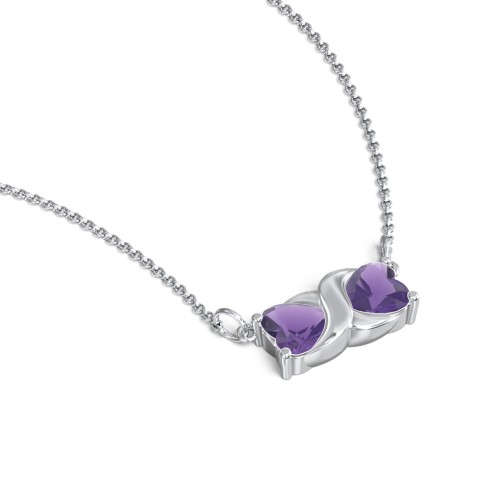 Love and Kisses Gemstone Pendant – Sterling Silver with Amethyst