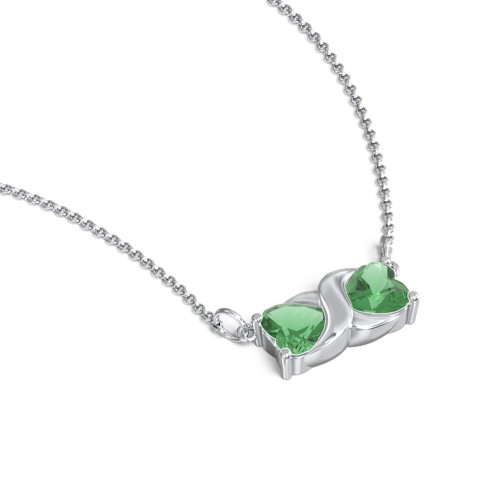 Love and Kisses Gemstone Pendant – Sterling Silver with Emerald