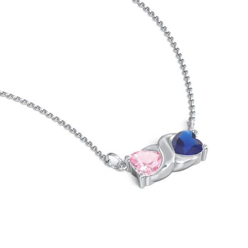 Love and Kisses Gemstone Pendant – Sterling Silver with Pink Tourmaline and Blue Sapphire