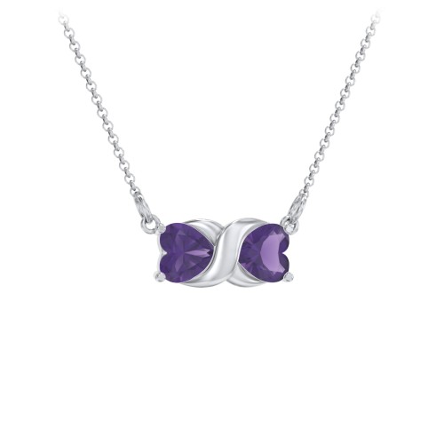 Love and Kisses Gemstone Pendant – Sterling Silver with Amethyst
